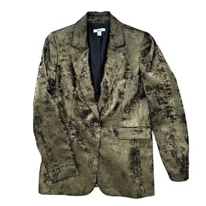 Bar III Women’s Gold Blazer | Metallic Suit Jacket | Size 6
